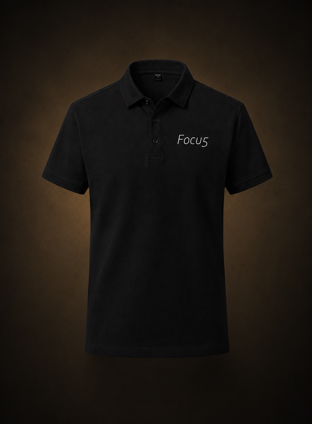 Focu5 black core polo shirt with logo