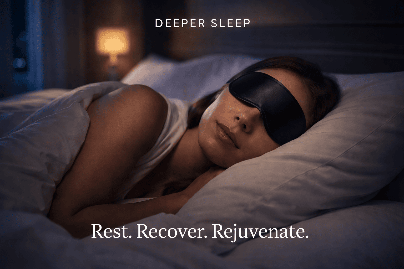 person sleeping with blackout sleep mask